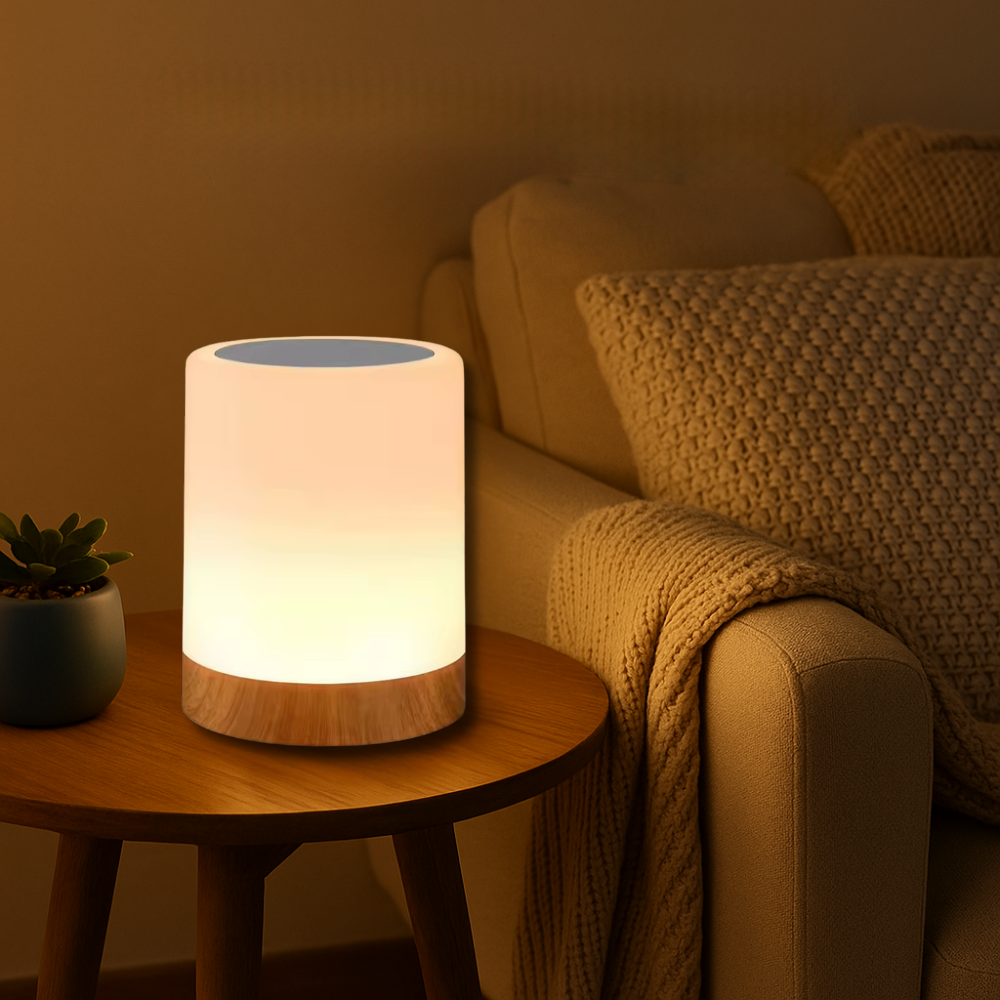 Lampe de chevet en bois rond