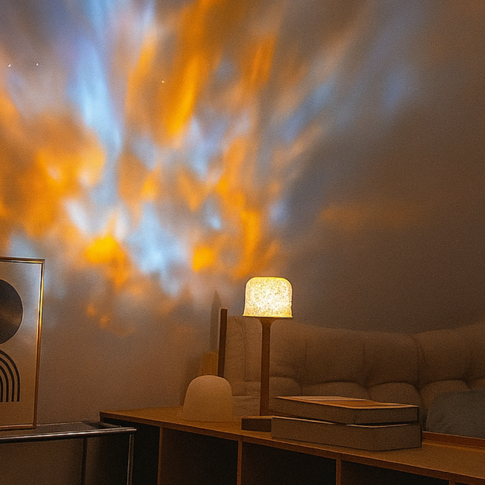 Lampe de chevet : projection coucher de soleil