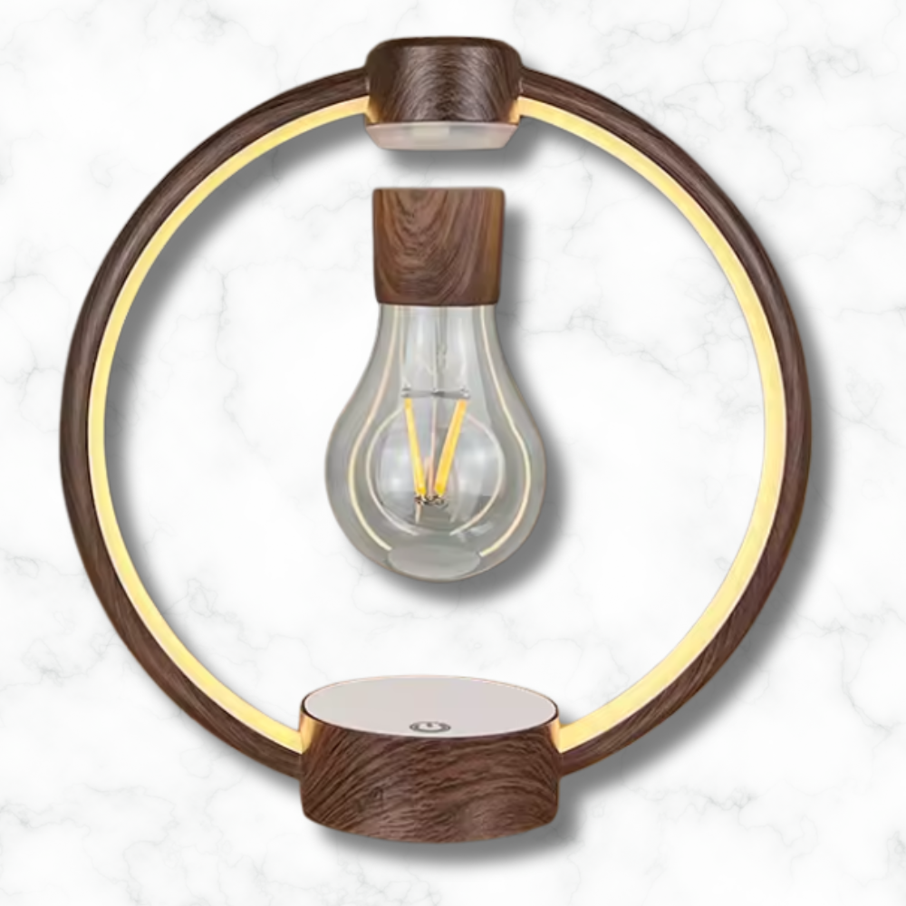 Lampe lévitation : cercle en bois