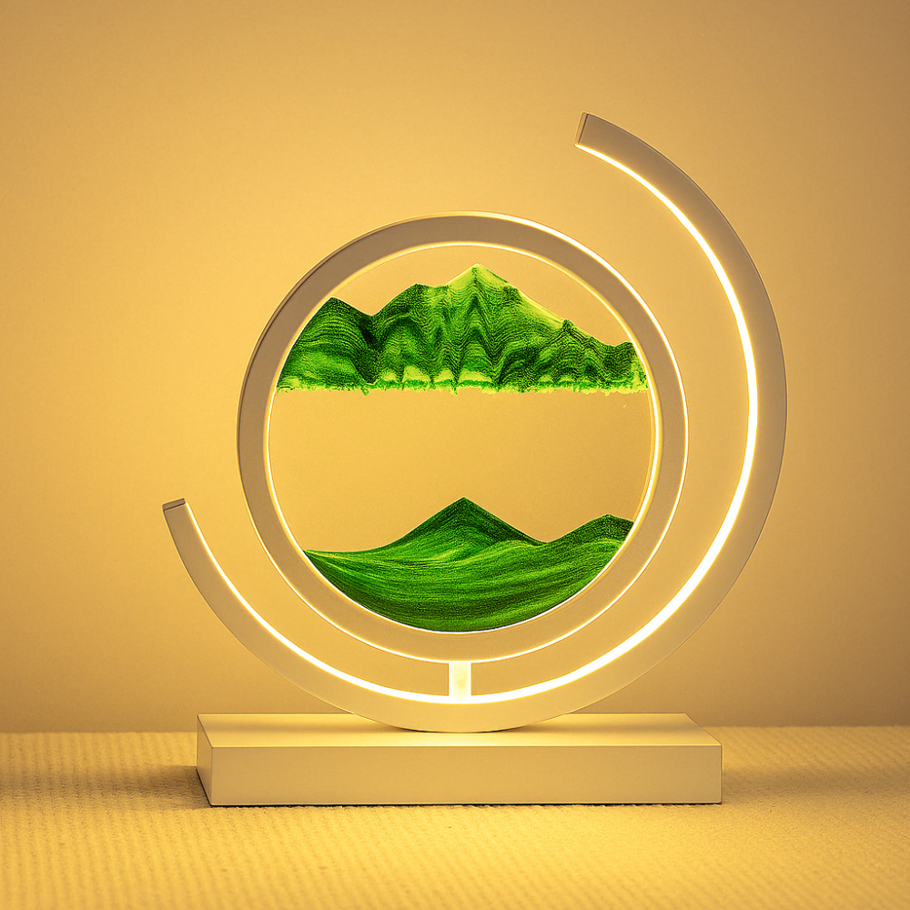 lampe sablier : croissant de lune blanc