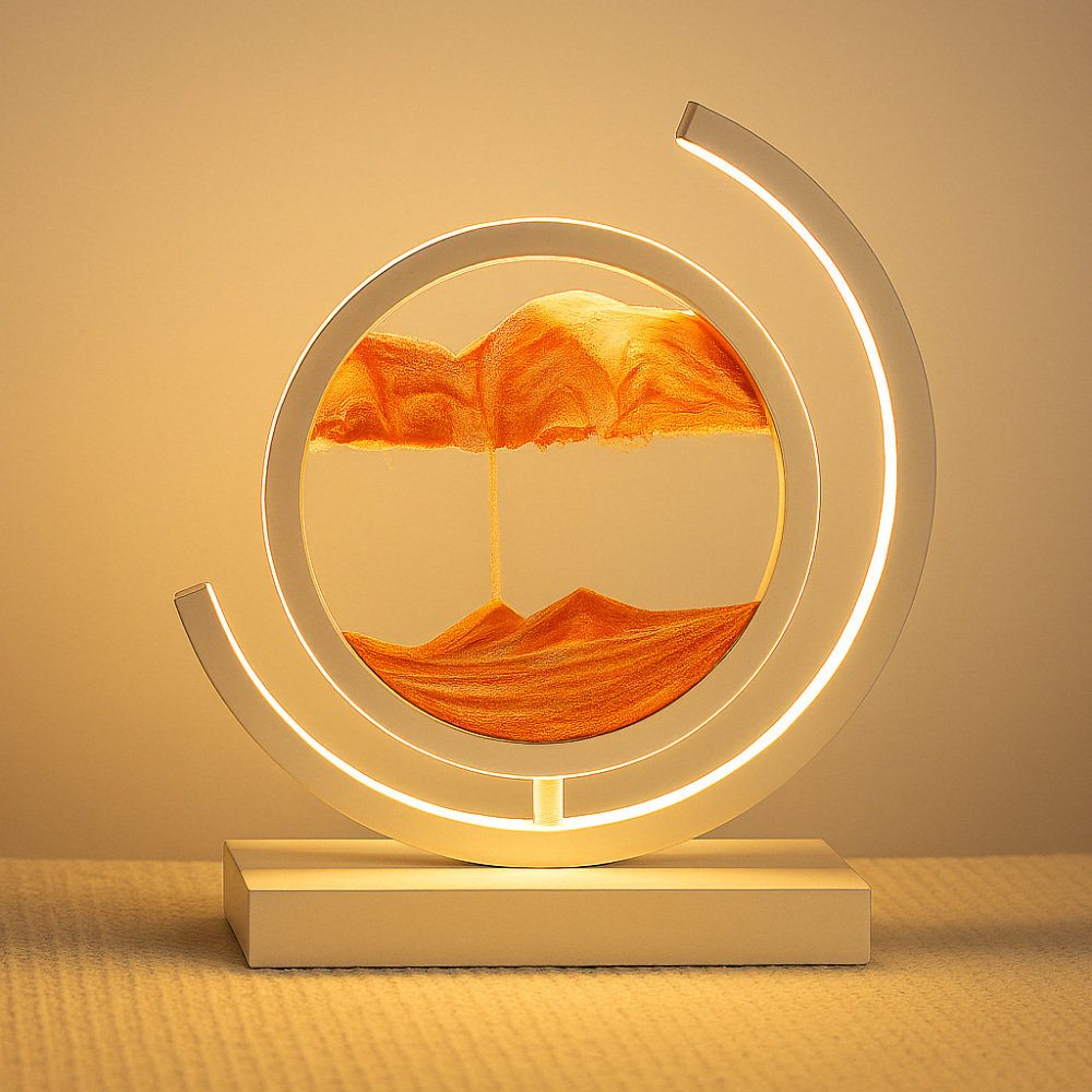 lampe sablier : croissant de lune blanc