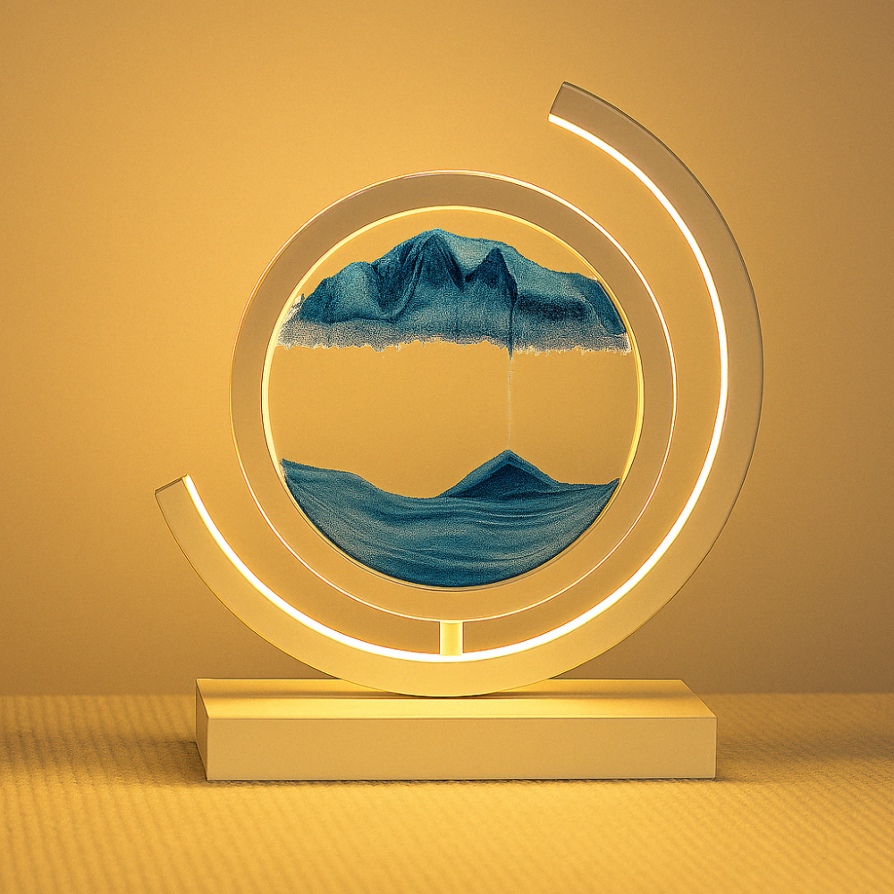 lampe sablier : croissant de lune blanc