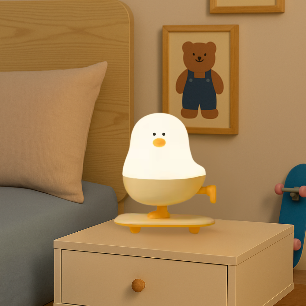 Veilleuse nomade : canard skateboard