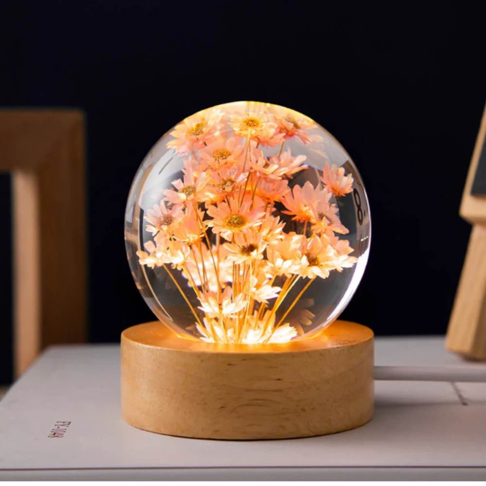 veilleuse boule de cristal : marguerite