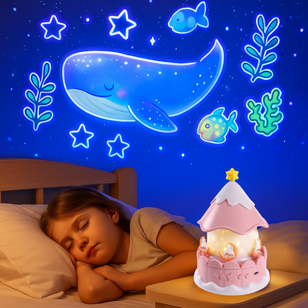 Lampe projection d'étoiles : Carrousel Lapin